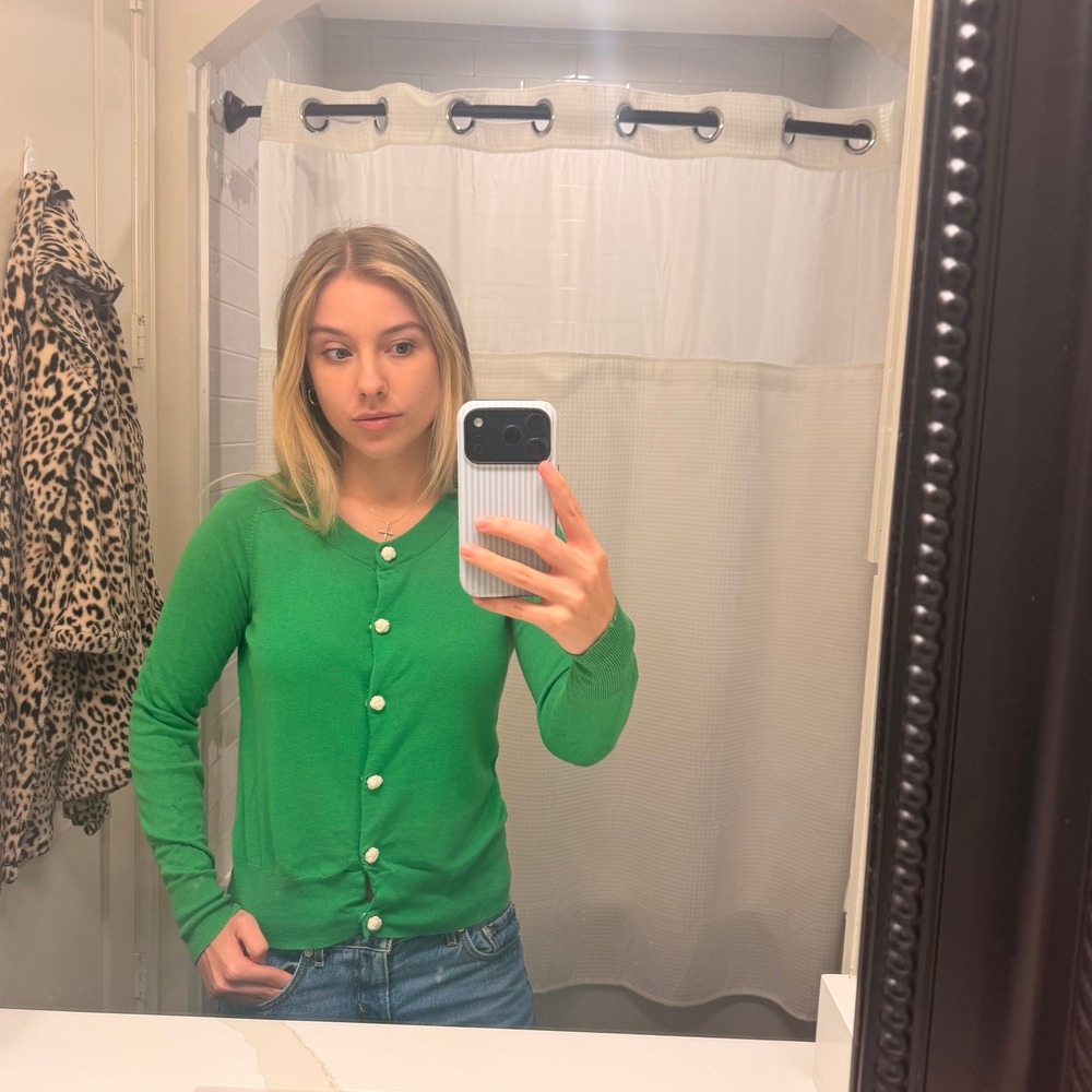 Banana Republic Green Cardigan Sweater Button Front Knit Top Small